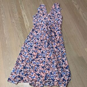 BCBG Paris Asymmetrical Floral Dress in Pink and Blue L